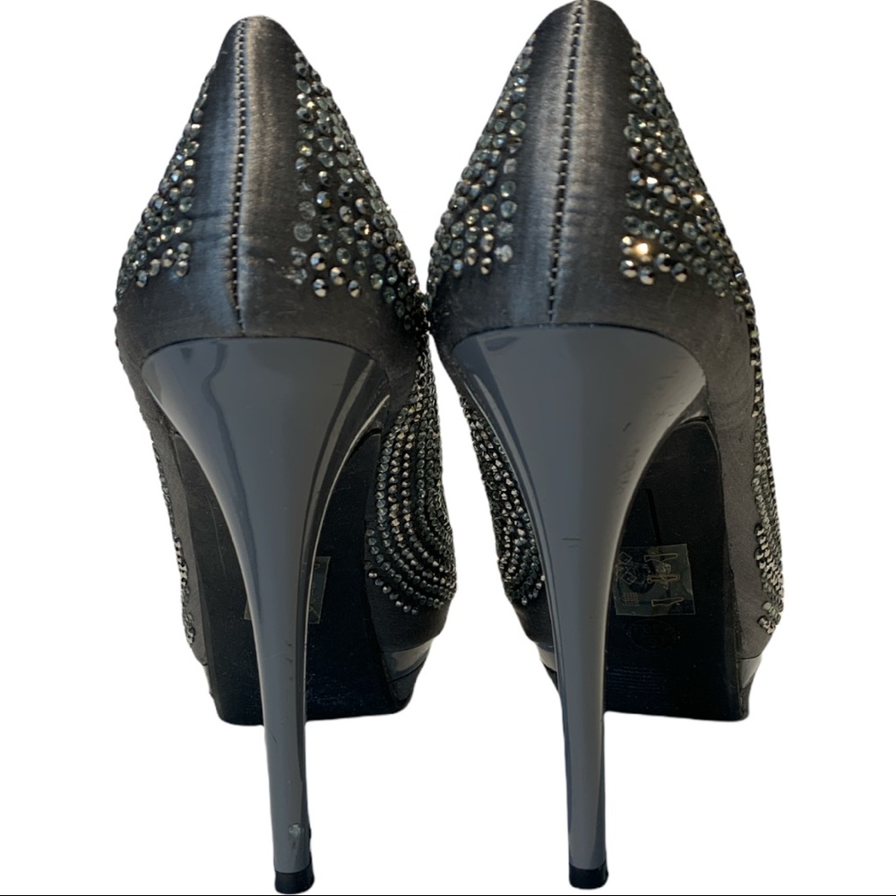 Lechateau Grey Embellished Rhinestone Shoes - Picture 8 of 11